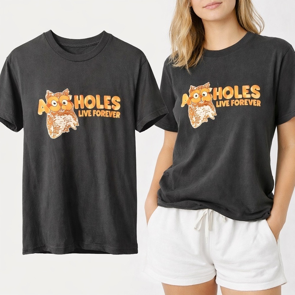Novelty Graphic Tee | Black Owl Humor Shirt | Cotton Casual Funny Tee | Medium